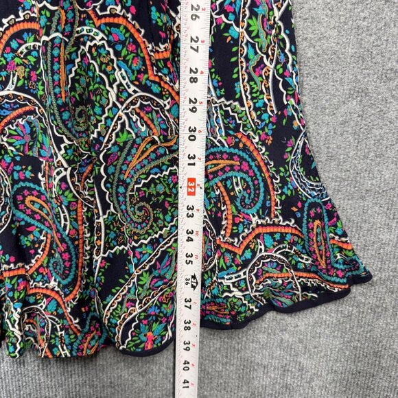 Maeve Anthropologie Boho Paisley Dress Flowy Long Sleeve Navy/Multicolor Size S - Picture 14 of 15